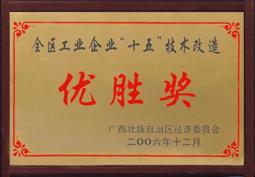 2006年 全區(qū)工業(yè)企業(yè)十五技術(shù)改造優(yōu)勝獎